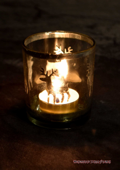 Hexenshop Dark Phönix Vintage Glasteelicht Hirsch Silberfarben